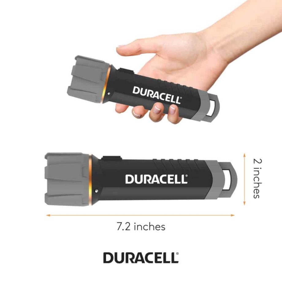 person holding flashlight for scale