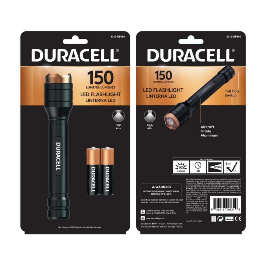 Duracell 150 Lumen Aluminium-Taschenlampe in verpackung
